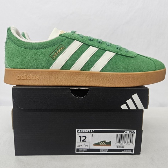 Adidas VL Court 2.0 Casual Sneakers JH5077 Green Suede Gum Sole Men Size 12 - Picture 3 of 11